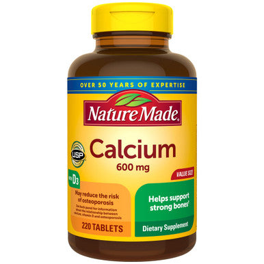 Nature Made Calcium 600 Mg With Vitamin D3 Dietary Supplement For Bone Support 220 Tablets (Pack Of 1)