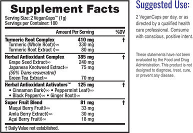 HealthForce SuperFoods Antioxidant Extreme - 360 VeganCaps - Pack of 2 - All-Natural Turmeric Root Complex - Supports Immune & Cognitive Functions - Kosher & Gluten Free - 360 Total Servings