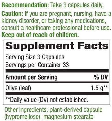 Nature'S Way Premium Herbal Olive Leaf 1500 Mg Per Serving 100 Vcaps
