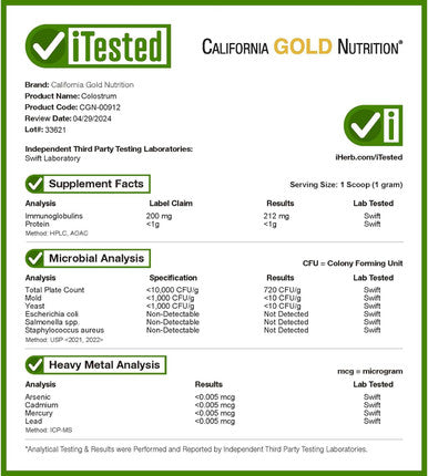 California Gold Nutrition Colostrum, 7.05 Oz (200 G)