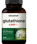 NatureBell Glutathione Supplement 2,000mg Per Serving 240 Veggie Capsules 98% Purity Verified Bioavailable Reduced Glutathione Pills Active Form Master Antioxidant Vegan Friendly & Non-GMO