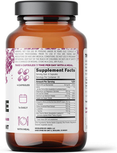 UMZU Thyrite Advanced Thyroid Supplement to Support Healthy Thyroid Function with Magnesium Ashwagandha Zinc Copper Iodine Selenium 30 Servings