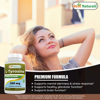Best Naturals L-Tyrosine 500 mg 90 Capsules (90 Count (Pack of 2))