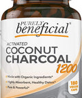 Activated Coconut Charcoal 1200mg, 180 Capsules - Pills for Digestive System, Bloating, Detoxification, Teeth Whitening, Vegan (1bottle)