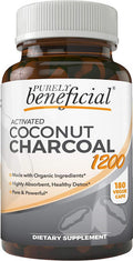 Activated Coconut Charcoal 1200mg, 180 Capsules - Pills for Digestive System, Bloating, Detoxification, Teeth Whitening, Vegan (1bottle)