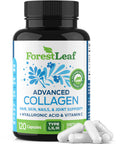 ForestLeaf Multi Collagen Pills with Hyaluronic Acid + Vitamin C | Hydrolyzed Collagen Supplements for Women or Men | Multi Collagen Capsules Peptides for Skin, Wrinkles 120 Caps