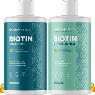 Hair Loss Supplement Plus Mint Biotin Shampoo Set - Biotin Hair Growth Supplement For Men And Women Plus Volumizing Mint Shampoo Bundle With Biotin For Thinning Hair