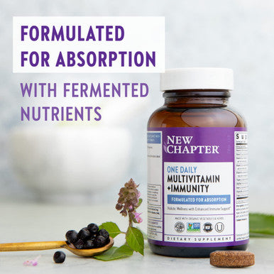 New Chapter One Daily Multivitamin + Immunity Enhanced Immune Support from Extra Vitamin C, D3 & Zinc + Clinical-Strength Holy Basil* 100% Vegetarian, Non-GMO, Certified Gluten Free, 30 ct