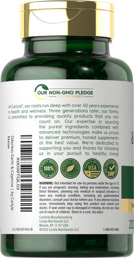 Carlyle Odorless Garlic And Cayenne 1150Mg | 200 Softgels | Non-Gmo, Gluten Free Supplement