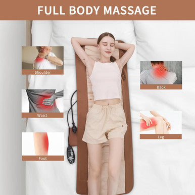 Full Body Massage Mat With Heat, Back Massager For Pain Relief Deep Tissue, Back Massage Pad With Lumbar Support Traction Device, 10 Vibration Motors & 5 Massage Modes, 2 Heating Pads For Back