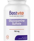 BESTVITE Glucosamine Sulfate 750mg per Capsule (240 Capsules) - No Stearates - Gluten Free - Non GMO - Joint Support