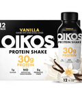 Oikos Protein Shake, Salted Caramel, 30g High Protein Drinks, Shelf Stable, Ready to Drink, 5g Prebiotic Fiber, 12 fl oz Bottle, 12 Count