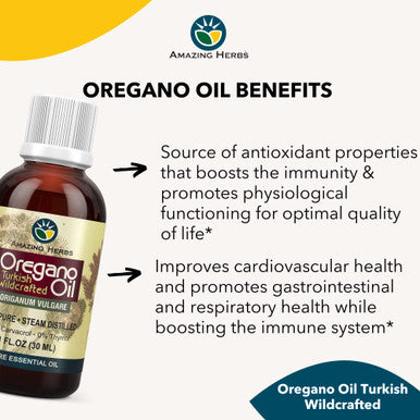 Amazing Herbs Pure Oregano Essential Oil - 100% Pure Oregeno Oil, Improves Cardiovascular Health And Promotes Gastrointestinal And Respiratory Health - 1 Fl Oz