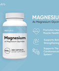 Nui Nutra Magnesium Glycinate Capsules Supplement | 420mg | 200 Capsules | Supports Heart, Sleep, Bone, Relaxation & Cardiovascular System | for Men & Women
