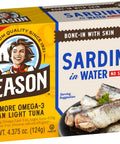 Season Sardines in Water No Salt Added Wild Caught 22g of Protein Keto Snacks More Omega 3's Than Tuna Kosher High in Calcium Canned Sardines 4.37 Oz Tins 12Pack
