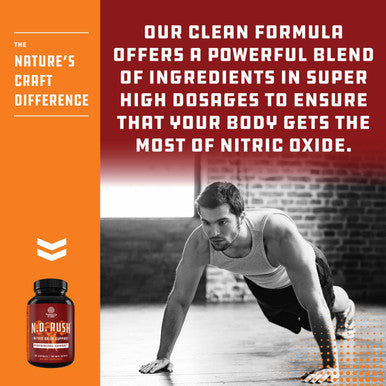 Natures Craft Nitric Oxide Support Pills Natural Workout Supplement and Exercise Enhancer Boost Energy Strength Recovery Muscle Builder Pure L Arginine and L Citrulline Amino Acid Capsules by natures craft