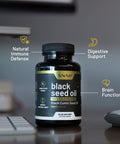 Black Seed Oil Capsules 100% Cold Pressed - Immune Support, Detox Aid, Inflammation Relief, Skin, Hair & Joint Health - Organic Black Cumin Seed, High Potency Nigella Sativa (90 Softgel Capsules)