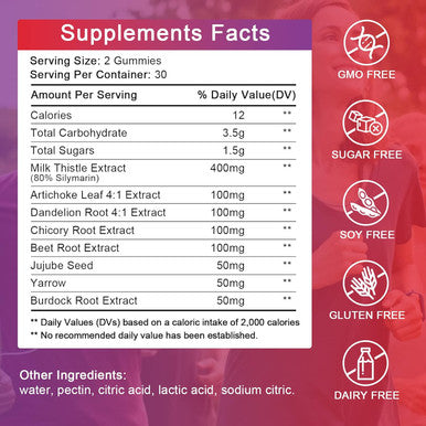 Alliwise Liver Support Gummies With Milk Thistle & Dandelion Extract, 80% Silymarin Extract, Liver Cleanse Detox & Repair, Natural Liver Health Formula