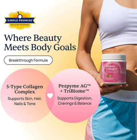 Skinny Collagen Weight Loss Supplement - Hydrolyzed Multi-Collagen Peptides Powder Drink - Types I Ii Iii V X - Supports Fat Burning & Weight Goals For Women - 30 Servings - Strawberry Margarita