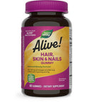 Nature's Way Alive Hair Skin and Nails Gummies with Biotin and Collagen Beauty Support 60 Strawberry Flavored Gummies