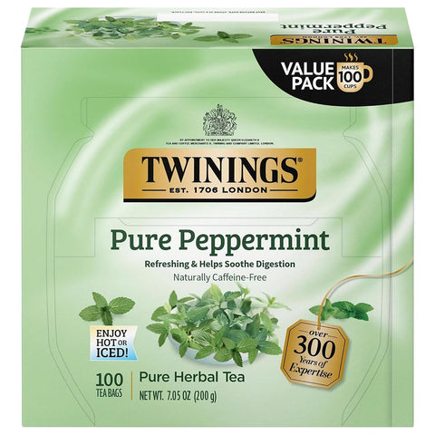 Twinings Lemon & Ginger, Caffeine-Free Herbal Tea Bags, 100 CT Box (1 Pack) | Spicy & Tangy, Ginger, Lemon Peel, Lemongrass, Blackberry Leaves, Soothe Digestion, 100 Foil Lined Individually Wrapped Bags