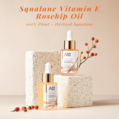 Anai Rui Squalane + Vitamin E Rosehip Oil Moisturizer For Face Hydrate, Reduce Scars And Stretch Marks, Wrinkles For Smoother, Softer Skin 1 Fl. Oz