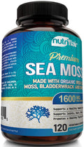 NutriFlair Irish Sea Moss 1600mg, 120 Capsules - Wildcrafted Raw Moss Powder with Bladderwrack & Burdock Root