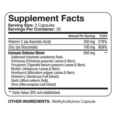 Nutrivein Immune Support - Boost Your Immune System with Elderberry, Zinc, Vitamin C, Garlic & Echinacea Prebiotics - 1600MG Daily Dose - Supports Healthy Lifestyle and Relief - 60 Capsules
