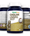 NusaPure Choline & Inositol 1000mg - 200 Veggie Caps (100% Vegetarian, Non-GMO & Gluten-Free)