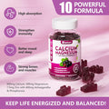 Calcium Magnesium Zinc With Vitamin D3 Supplement, Sugar Calcium Gummies For Women Men, High Absorption Zinc Gummies For Bone & Muscle & Immune Health, Vegan Elderberry Flavor - 60 Count