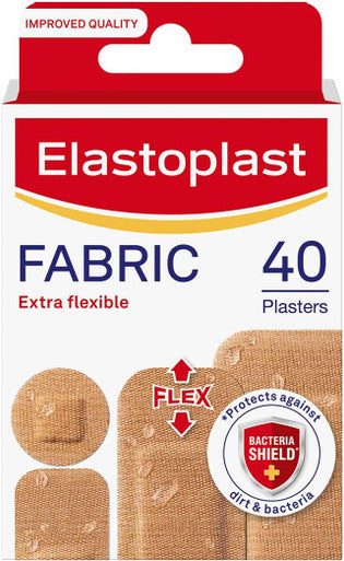 Elastoplast Extra Flexible Fabric Plaster Strips (10 X 40 Pieces), Extra Flexible Fabric Plasters, Breathable Plasters, Flexible Large Plasters
