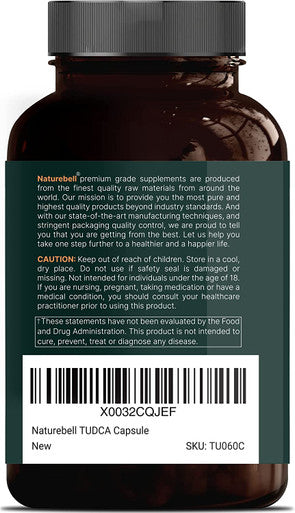 TUDCA 250mg with Black Pepper Extract 60 Capsules High Absorption Bitter Taste Livamate Bile Salts TUDCA Promotes Liver Cleanse Detox Repair Third Party Tested by Naturebell