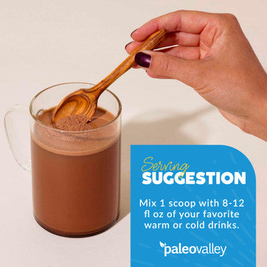Paleovalley 100% Grass Fed Bone Broth Protein Powder Chocolate Rich in Collagen for Hair Skin Gut Health Bone and Joint Support 28 Servings