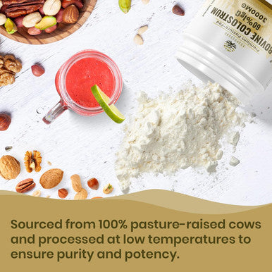 Kroppssund Bovine Colostrum Powder Supplement 3000 Mg - Extra High 60% Igg Bovine Colostrum - Gut, Bone, Exercise, Immune - 50 Servings (1 Bottle)