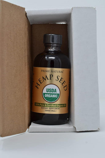 PRIME NATURAL Organic Hemp Seed Oil 4Oz - Usda Certified - Sativa Oil - Pure, Cold Pressed, Virgin, Unrefined, Vegan, Food Grade - High Omega 3 6 9 Fatty Acids - Good For Face, Body, Skin & Hair Care