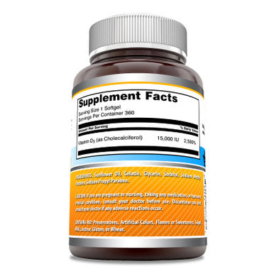 Amazing Formulas Vitamin D3 15000 Iu Supplement | 360 Softgels | Non-Gmo | Gluten Free