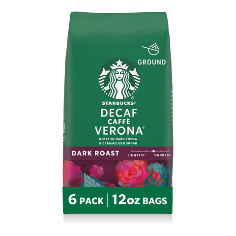 Starbucks Ground Coffee, Dark Roast Hot or Iced Coffee, Decaf CaffÃƒÆ’Ã‚Â¨ Verona, Six 12 oz BagsÃƒÂ¢Ã¢â€šÂ¬Ã¢â‚¬Â¹