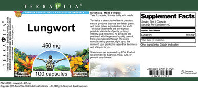 Terravita Lungwort - 450 Mg (100 Capsules, Zin: 513728)