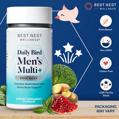 Best Nest Wellness Men's Daily Multivitamin - Men Vitamins for Overall Health Multimineral Supplement with Probiotics Methylfolate A C D E B12 Zinc & Whole Food Organic Blend Multi Vitamin 30Ct
