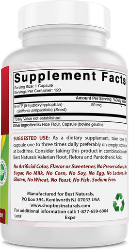 Best Naturals 5-HTP 50 mg 120 Capsules 5 HTP Capsules Supports Relaxation & restful Sleep (360 Count(Pack of 3))