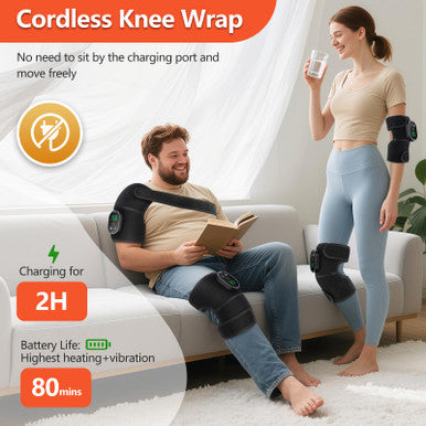 Edifolly Knee Massager With Heat And Vibration Massage For Pain Heating Pad For Knee Heated Knee Wrap Portable 2 Pack