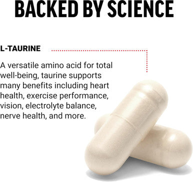 Force Factor Taurine Supplement Taurine 500mg Capsules Antioxidant Supplement to Support Nervous System and Cellular Health Vegan No Gelatin Non-GMO 180 Vegetable Capsules