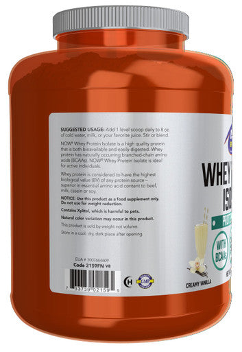 NOW Sports Nutrition Whey Protein Isolate 25 g With BCAAs Creamy Vanilla Powder 5-Pound