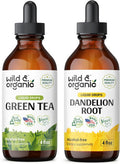 Wild & Organic Green Tea Tincture 4 Fl Oz & Dandelion Root Tincture 4 Fl Oz