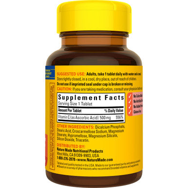 Nature Made Vitamin C 500 Mg Dietary Supplement For Immune Support 100 Tablets 100 Day Supply