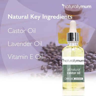 Naturallymum NaturallyMum Cold Pressed Castor Oil for Hair Skin Eyelashes Eyebrows and Nails | Pure Natural Serum with Vitamin E Oil | Glass Bottle with Dropper | Lavender | 100ml