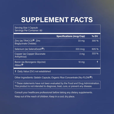Vitality Trace Minerals Supplement - Zinc With Copper, Selenium And Boron, Mineral Complex For Immune Support, Joint Health & Longevity, Essential Minerals For Men & Women - 60 Capsules