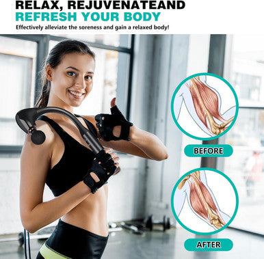 Massage Gun With Extended Handle Revolutionary U-Shaped Back Massager For Pain Relief Deep Tissue Body Massager For Neck,Shoulder,Leg-Reach Every Muscle With Ease,4 Massage Heads & 5 Speed Levels
