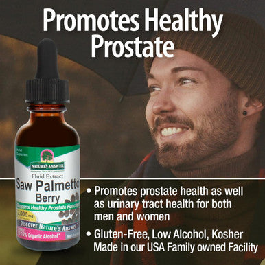 Nature'S Answer Saw Palmetto Berry Extract Herbal Supplement with Organic Alcohol 1-Fluid Ounce | Supports Prostate Health | Minimize Hair Loss | Maintains Healthy Bladder