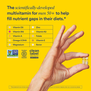 Ritual Multivitamin For Men 50 And Over With Zinc, Vitamin A And D3 For Immune Function Support, Omega-3 Dha, B12, K2, Gluten Free, Non-Gmo, Mint Essenced, 30 Day Supply, 60 Vegan Capsules